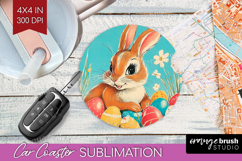 Retro Easter Car Coaster - Easter Coaster PNG Sublimation Product Image 1