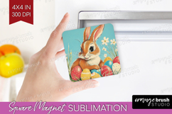 Retro Easter Magnet Sublimation - Easter Square Magnet PNG Product Image 1