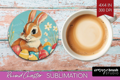 Retro Easter Round Coaster - Easter Coaster PNG Sublimation Product Image 1