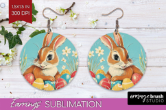 Retro Easter Round Earrings - Easter PNG Sublimation Product Image 1