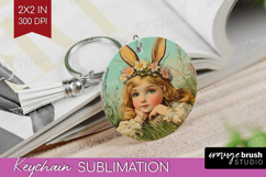 Retro Easter Keychain PNG - Easter Keychain Sublimation Product Image 1