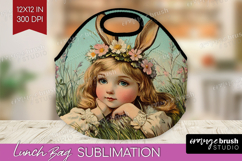 Retro Easter Lunch Bag - Easter Lunch Bug PNG Sublimation Product Image 1