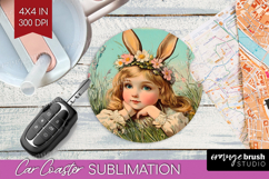 Retro Easter Car Coaster - Easter Coaster PNG Sublimation Product Image 1