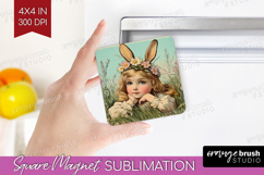 Retro Easter Magnet Sublimation - Easter Square Magnet PNG Product Image 1