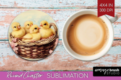Retro Easter Round Coaster - Easter Coaster PNG Sublimation Product Image 1