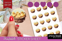 Retro Easter Round Sticker - Easter Printable Sticker Sheet Product Image 1
