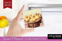 Retro Easter Magnet Sublimation - Easter Square Magnet PNG Product Image 1