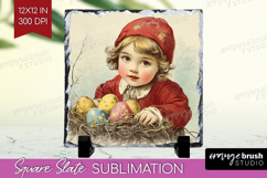 Retro Easter Slate PNG - Easter Square Slate Sublimation Product Image 1