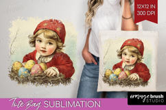 Retro Easter Tote Bag - Easter Tote Bag PNG Sublimation Product Image 1