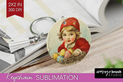 Retro Easter Keychain PNG - Easter Keychain Sublimation Product Image 1