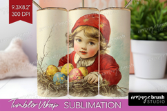 Retro Easter Tumbler Wrap - Easter Tumbler PNG Sublimation Product Image 1
