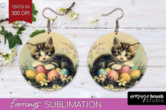 Retro Easter Round Earrings - Easter PNG Sublimation Product Image 1