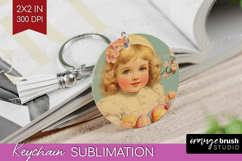 Retro Easter Keychain PNG - Easter Keychain Sublimation Product Image 1