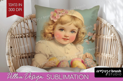 Retro Easter Pillow Sublimation - Easter Pillow Cover PNG Product Image 1