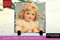 Retro Easter Slate PNG - Easter Square Slate Sublimation Product Image 1