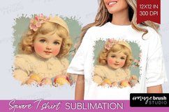 Retro Easter Square Tshirt Background - Easter PNG Product Image 1