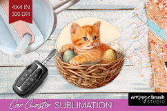 Retro Easter Car Coaster - Easter Coaster PNG Sublimation Product Image 1