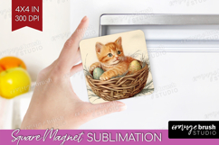 Retro Easter Magnet Sublimation - Easter Square Magnet PNG Product Image 1
