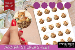Retro Easter Round Sticker - Easter Printable Sticker Sheet Product Image 1