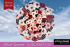 Retro Flowers Wind Spinner Sublimation PNG - Floral Round Product Image 1