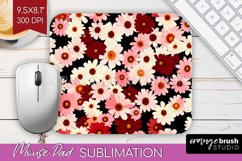 Retro Flowers Mouse Pad Sublimation - Floral Mousepad PNG Product Image 1