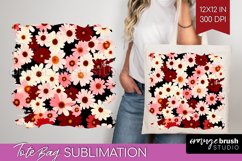 Retro Flowers Tote Bag - Floral Tote Bag PNG Sublimation Product Image 1