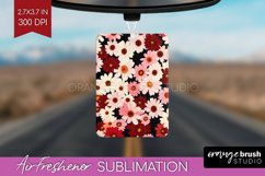 Retro Flowers Air Freshener PNG - Floral PNG Sublimation Product Image 1