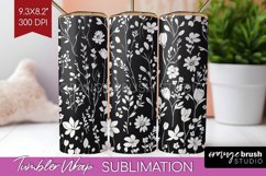 Retro Flowers Tumbler Wrap - Floral Tumbler PNG Sublimation Product Image 1
