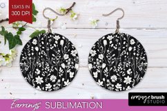Retro Flowers Round Earrings - Floral PNG Sublimation Product Image 1