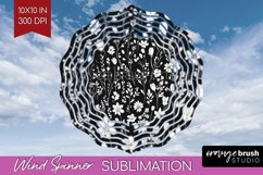 Retro Flowers Wind Spinner Sublimation PNG - Floral Round Product Image 1