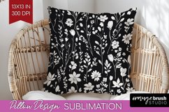 Retro Flowers Pillow Sublimation - Floral Pillow Cover PNG Product Image 1