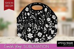 Retro Flowers Lunch Bag - Floral Lunch Bug PNG Sublimation Product Image 1