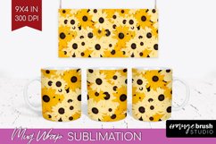 Retro Flowers Mug Wrap - Floral Mug PNG Sublimation Product Image 1