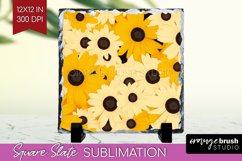 Retro Flowers Slate PNG - Floral Square Slate Sublimation Product Image 1