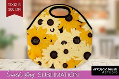 Retro Flowers Lunch Bag - Floral Lunch Bug PNG Sublimation Product Image 1