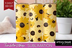 Retro Flowers Tumbler Wrap - Floral Tumbler PNG Sublimation Product Image 1