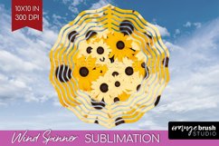 Retro Flowers Wind Spinner Sublimation PNG - Floral Round Product Image 1