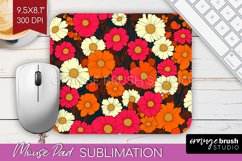 Retro Flowers Mouse Pad Sublimation - Floral Mousepad PNG Product Image 1