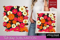 Retro Flowers Tote Bag - Floral Tote Bag PNG Sublimation Product Image 1