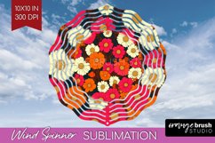 Retro Flowers Wind Spinner Sublimation PNG - Floral Round Product Image 1