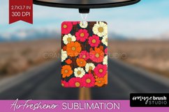 Retro Flowers Air Freshener PNG - Floral PNG Sublimation Product Image 1