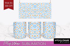 Retro Flowers Mug Wrap - Floral Mug PNG Sublimation Product Image 1