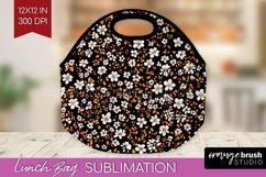 Retro Flowers Lunch Bag - Floral Lunch Bug PNG Sublimation Product Image 1