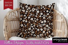 Retro Flowers Pillow Sublimation - Floral Pillow Cover PNG Product Image 1