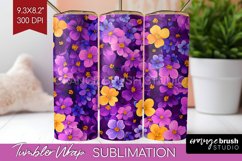 Retro Flowers Tumbler Wrap - Floral Tumbler PNG Sublimation Product Image 1