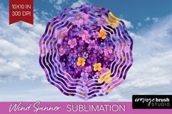 Retro Flowers Wind Spinner Sublimation PNG - Floral Round Product Image 1