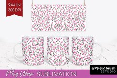Retro Flowers Mug Wrap - Floral Mug PNG Sublimation Product Image 1