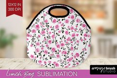 Retro Flowers Lunch Bag - Floral Lunch Bug PNG Sublimation Product Image 1