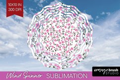 Retro Flowers Wind Spinner Sublimation PNG - Floral Round Product Image 1