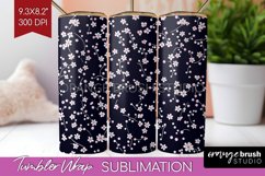 Retro Flowers Tumbler Wrap - Floral Tumbler PNG Sublimation Product Image 1